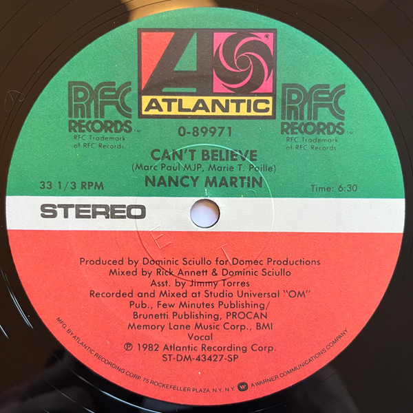 Nancy Martinez - Can't Believe | Atlantic (0-89971)