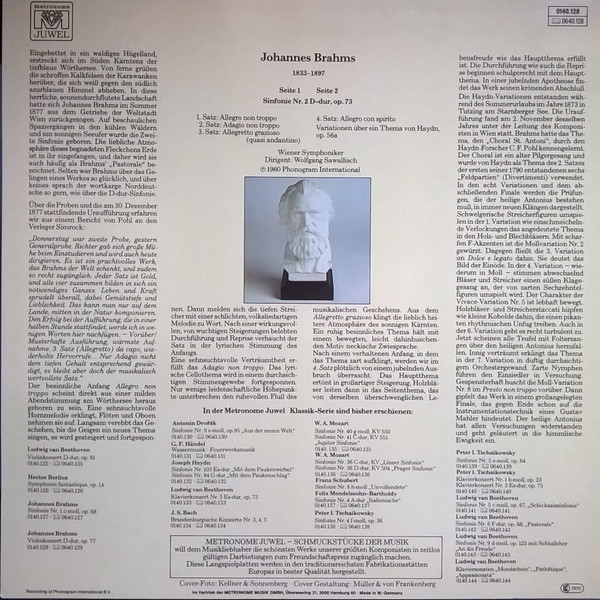 Johannes Brahms - Wiener Symphoniker , Wolfgang Sawallisch - Sinfonie Nr. 2 D-Dur Op. 73 / Haydn Variationen | Metronome Juwel (0140.128) - 2