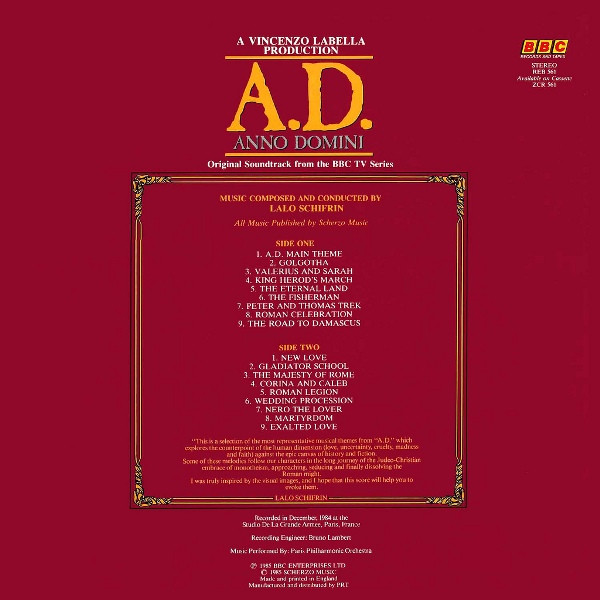 Lalo Schifrin - A.D. — Anno Domini | BBC Records And Tapes (REB 561)