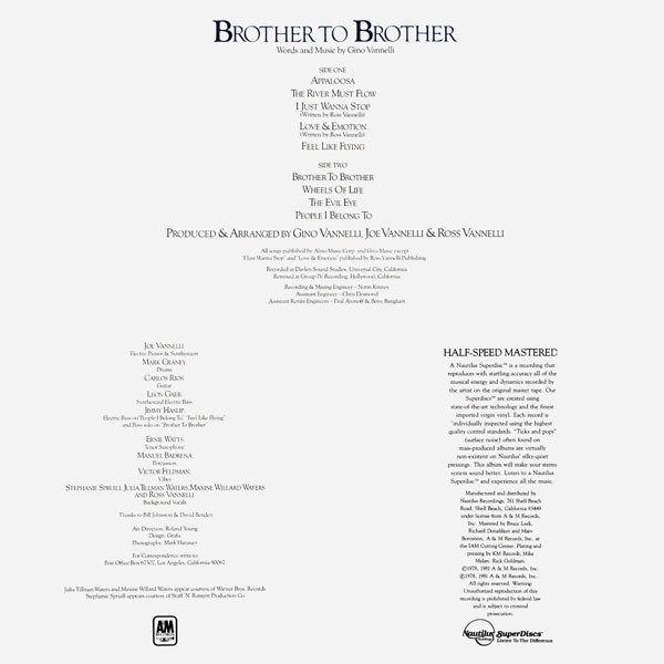 Gino Vannelli - Brother To Brother | A&M Records (NR 35) - 3