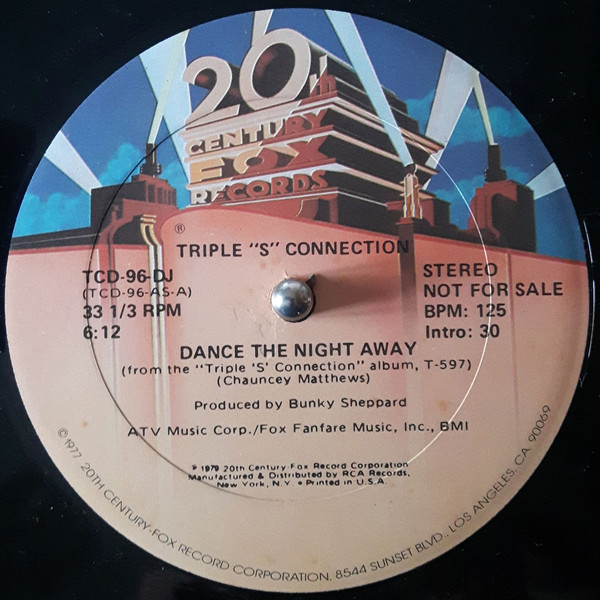 Triple S Connection - Dance The Night Away | 20th Century Fox Records (TCD- 96-DJ) - main
