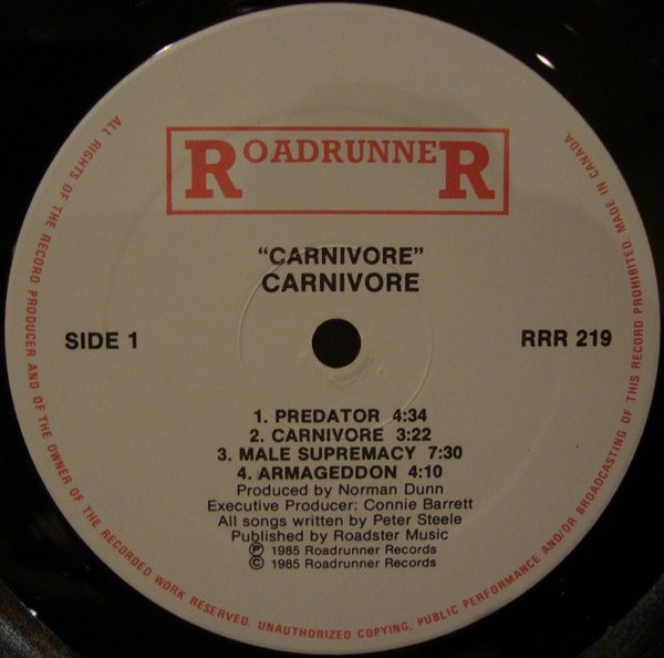Carnivore - Carnivore | Roadrunner Records (RRR 219) - 3