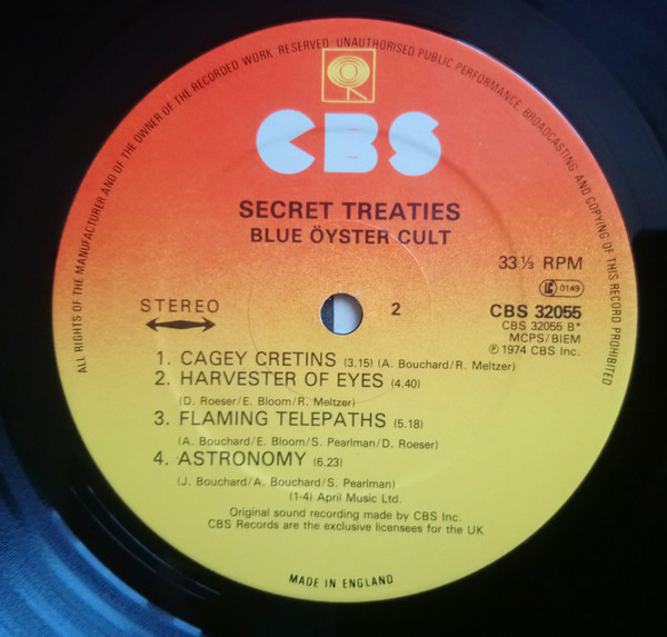 Blue Öyster Cult - Secret Treaties | CBS (CBS 32055) - 4