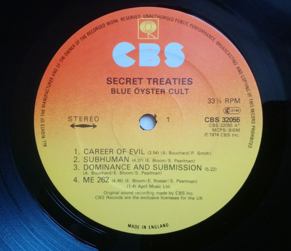 Blue Öyster Cult - Secret Treaties | CBS (CBS 32055) - 3
