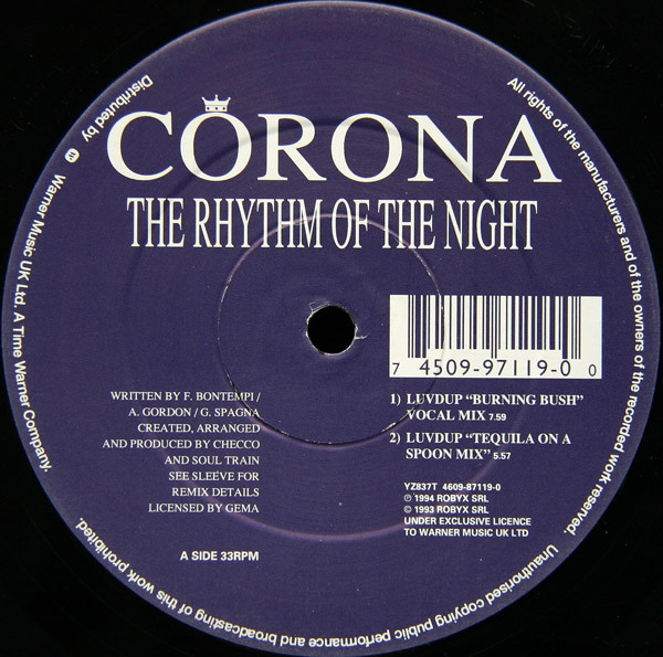Corona - The Rhythm Of The Night | WEA (YZ837T) - 3