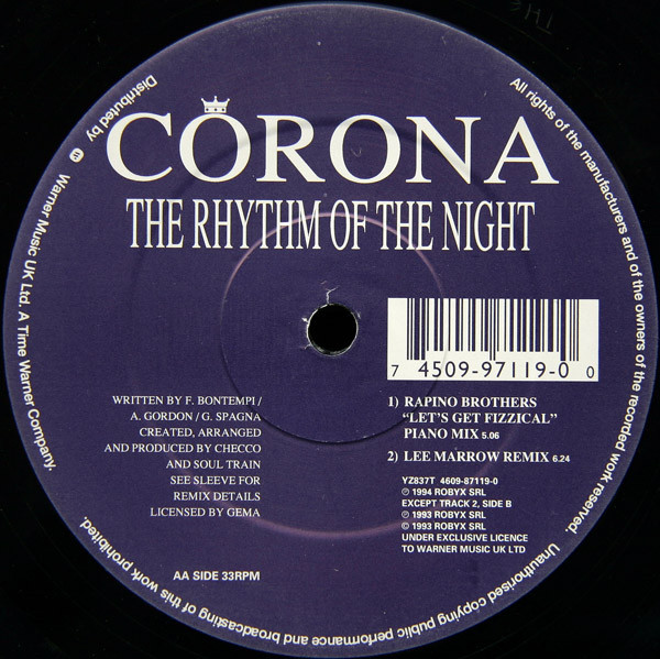 Corona - The Rhythm Of The Night | WEA (YZ837T) - 4
