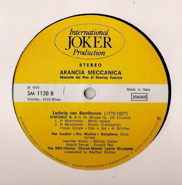 Berliner Symphoniker , The London "Pro Musica" Symphony Orchestra - Arancia Meccanica - Musiche Dal Film Di Stanley Kubrick | International Joker Production (SM 1138) - 4