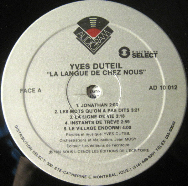 Yves Duteil - La Langue De Chez Nous [Vinyl] | Audiogram (AD 10.012) - 3
