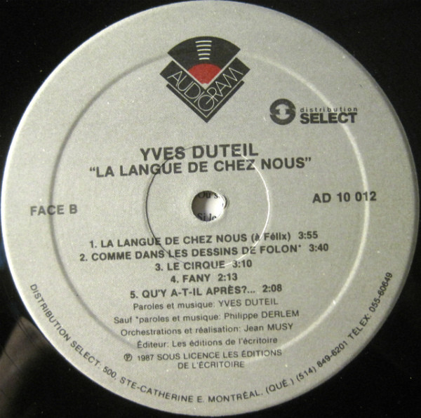 Yves Duteil - La Langue De Chez Nous [Vinyl] | Audiogram (AD 10.012) - 4