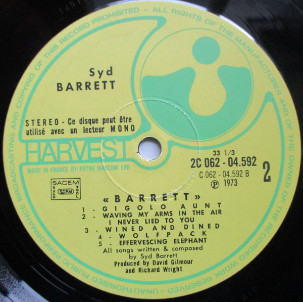 Syd Barrett - Barrett | Harvest (2 C 062 - 04592) - 3
