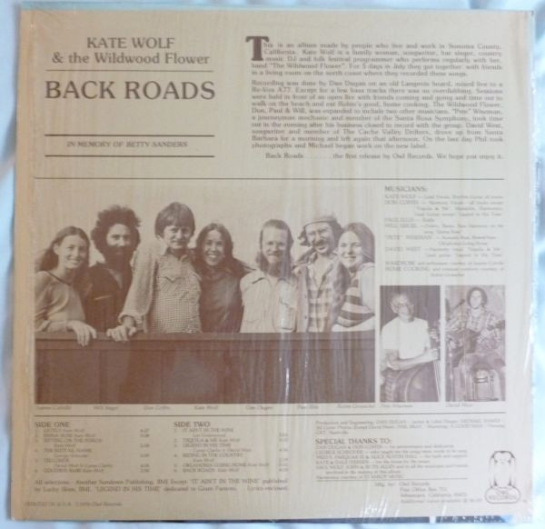 Kate Wolf & The Wildwood Flower - Back Roads | Owl Records (OL-001) - 2