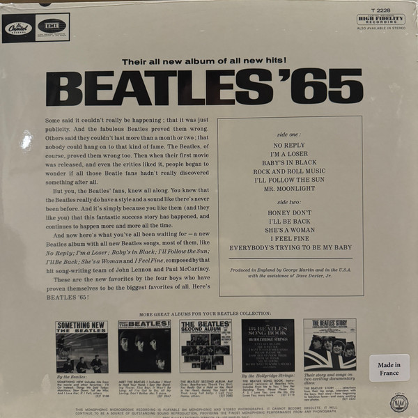 The Beatles - Beatles '65 (Mono) [Vinyl] | Capitol Records (0602468019855) - 4