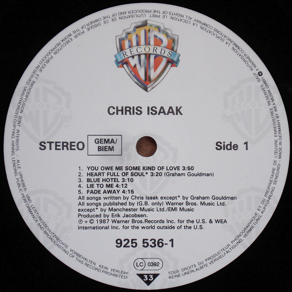 Chris Isaak - Chris Isaak | Warner Bros. Records (925 536-1) - 3