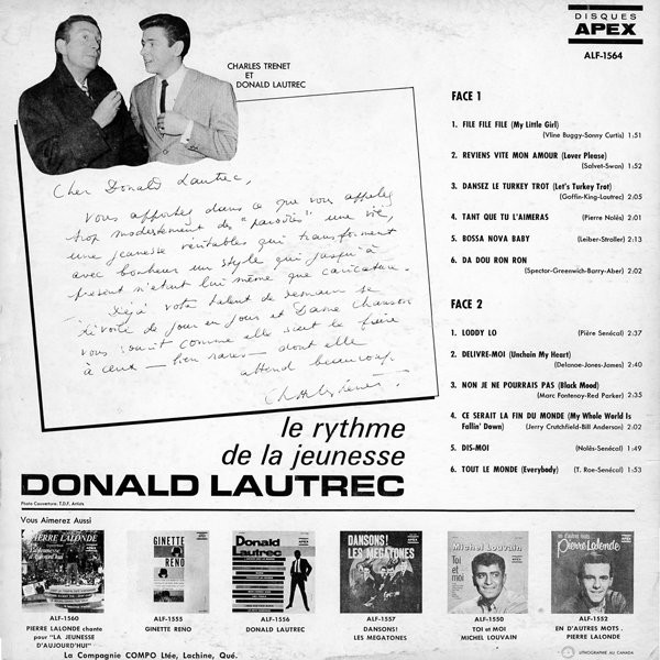 Donald Lautrec - Le Rythme De La Jeunesse (Mono) [Vinyl] | Apex Francais (ALF-1564) - 2
