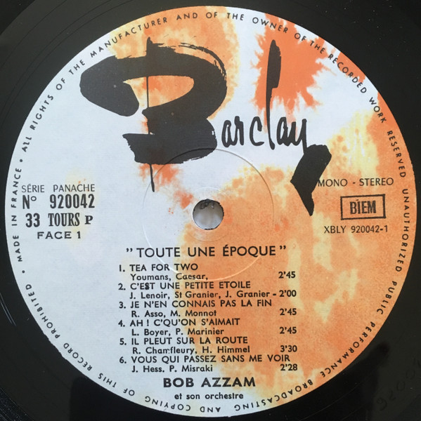 Bob Azzam Et Son Orchestre - Toute Une Epoque | Barclay (920042) - 3