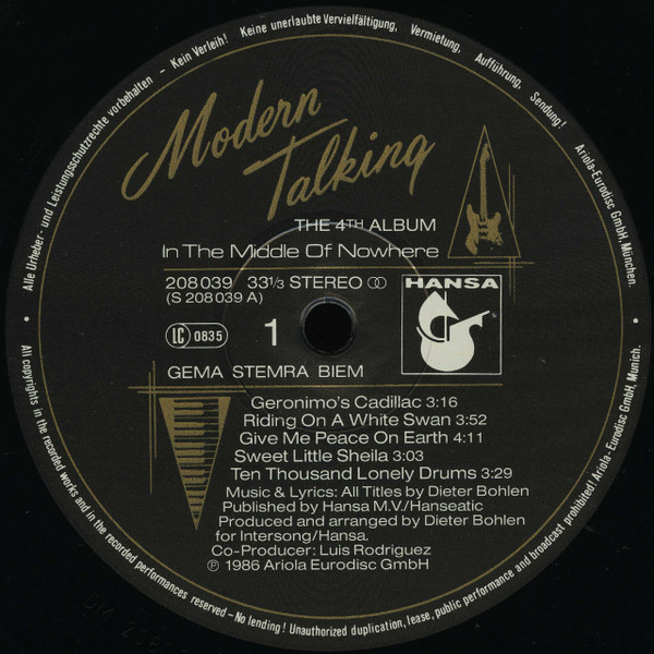 Modern Talking - In The Middle Of Nowhere - The 4th Album | Hansa (208 039) - 3