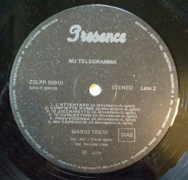 Mario Trevi - Nu Telegramma | Presence Record (ZSLPR 55910) - 4