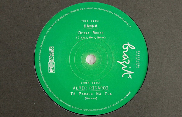 Hanna / Almir Ricardi - Deixa Rodar / To Parado Na Tua | Mr Bongo (BRZ45.054) - 3