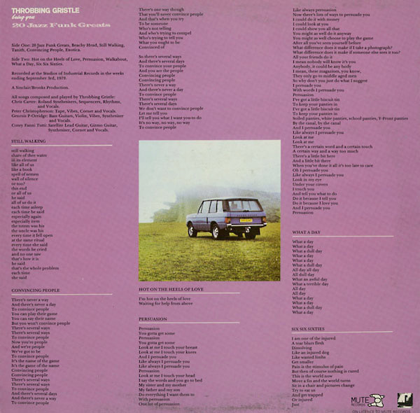 Throbbing Gristle - 20 Jazz Funk Greats | Mute (MIR 003) - 2