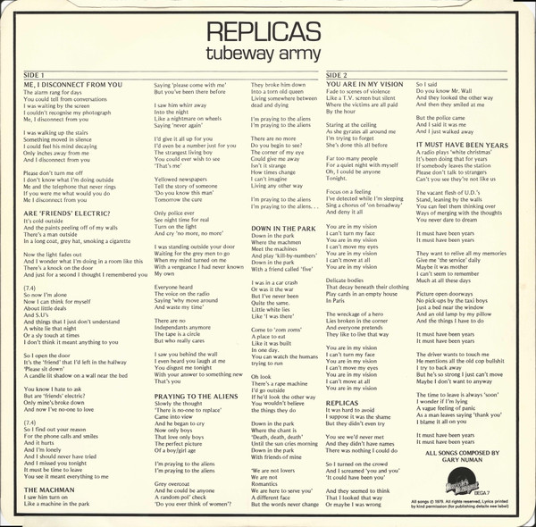 Tubeway Army - Replicas | Beggars Banquet (BEGA 7) - 5 Tubeway Army - Replicas | Beggars Banquet (BEGA 7) - 5