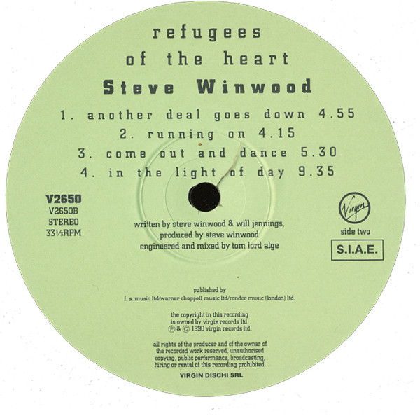 Steve Winwood - Refugees Of The Heart | Virgin (V 2650) - 6