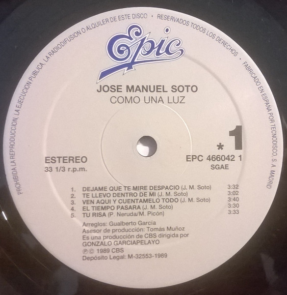 José Manuel Soto - Como Una Luz | Epic (466042 1 (SE)) - 3