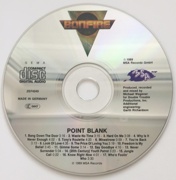 Bonfire - Point Blank | MSA Records (ZD 74249) - 3 Bonfire - Point Blank | MSA Records (ZD 74249) - 3