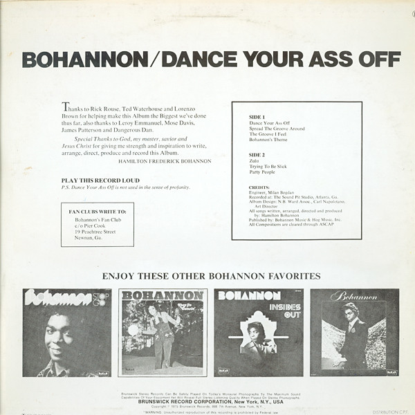 Hamilton Bohannon - Dance Your Ass Off | Brunswick (840.107) - 2