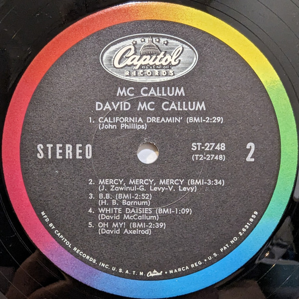 David McCallum - McCallum (Produced By David Axelrod) | Capitol Records (ST 2748) - 4