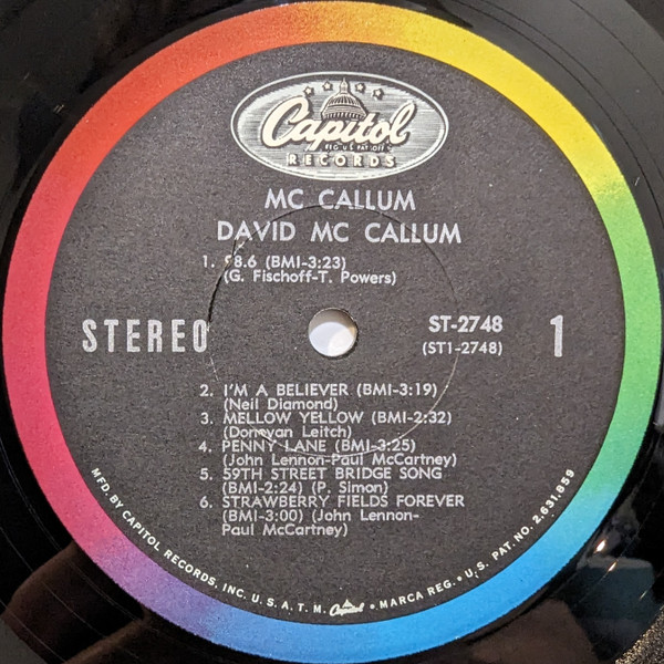 David McCallum - McCallum (Produced By David Axelrod) | Capitol Records (ST 2748) - 3