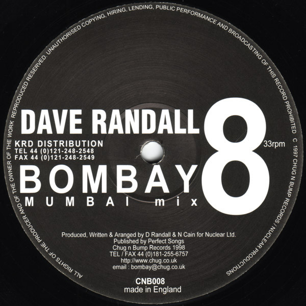 Dave Randall - Bombay | Chug N Bump Records (CNB008) - 2