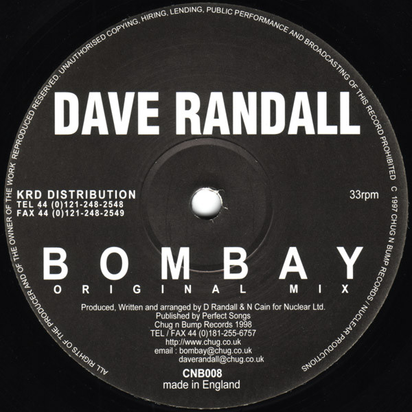 Dave Randall - Bombay | Chug N Bump Records (CNB008) - main