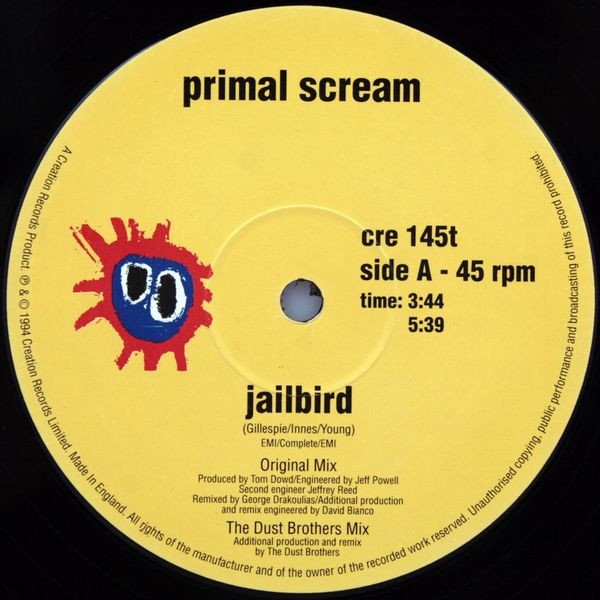 Primal Scream - Jailbird (Andrew Weatherall remix) | Creation Records (cre 145t) - 3 Primal Scream - Jailbird (Andrew Weatherall remix) | Creation Records (cre 145t) - 3