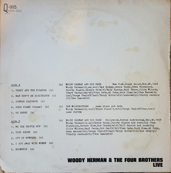 Woody Herman & The Four Brothers - Woody Herman & The Four Brothers Live | Queen-disc (Q-005) - 2
