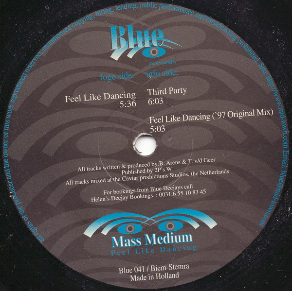 Mass Medium - Feel Like Dancing | Blue Records (BLUE 041) - 2