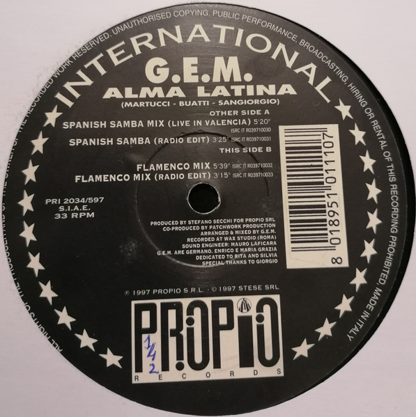 G.E.M. - Alma Latina | Propio Records (PRI 2034/597) - 3 G.E.M. - Alma Latina | Propio Records (PRI 2034/597) - 3