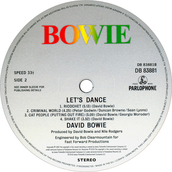 David Bowie - Let's Dance | Parlophone (DB 83881) - 3