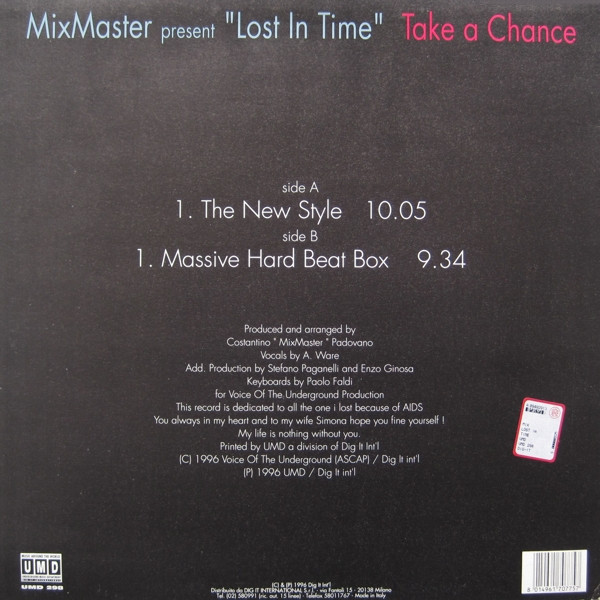 MixMaster Present Lost In Time - Take A Chance | Underground Music Department (UMD) (UMD 298) - 2