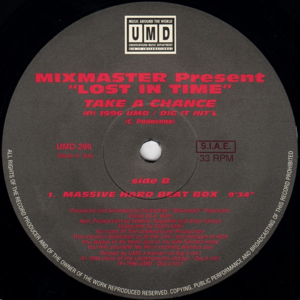 MixMaster Present Lost In Time - Take A Chance | Underground Music Department (UMD) (UMD 298) - 4