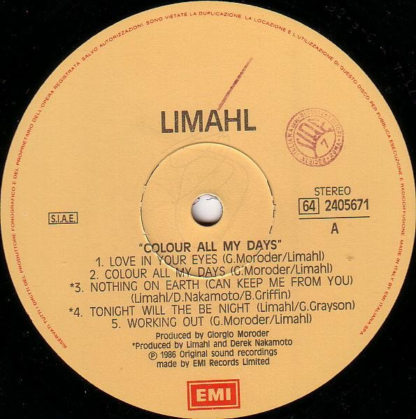 Limahl - Colour All My Days | EMI (64 2405671) - 3