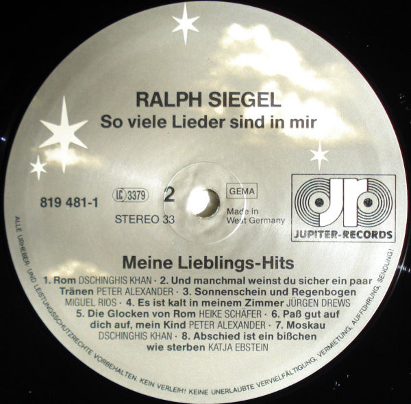 Ralph Siegel - So Viele Lieder Sind In Mir - Ein Komponistenporträt | Jupiter Records (819 480-1) - 4