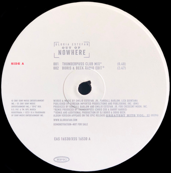 Gloria Estefan - Out Of Nowhere | Epic (EAS 16530) - 2