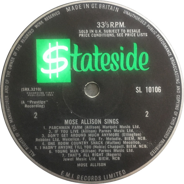 Mose Allison - Mose Allison Sings | Stateside (SL 10106) - 4