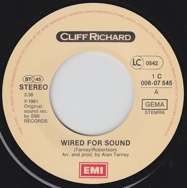 Cliff Richard - Wired For Sound | EMI (1C 006-07 545) - 3 Cliff Richard - Wired For Sound | EMI (1C 006-07 545) - 3