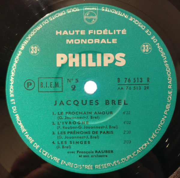 Jacques Brel - N° 5 | Philips (B 76.513 R) - 4