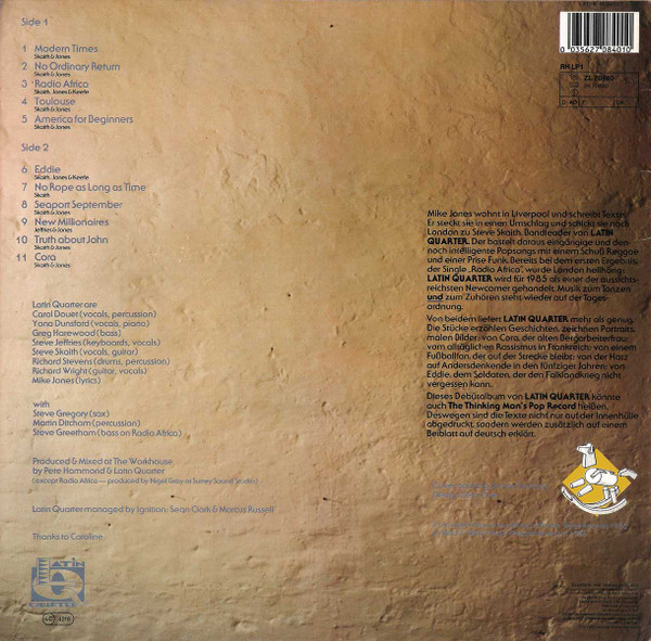 Latin Quarter - Modern Times | Rockin' Horse Records (ZL 70840) - 2