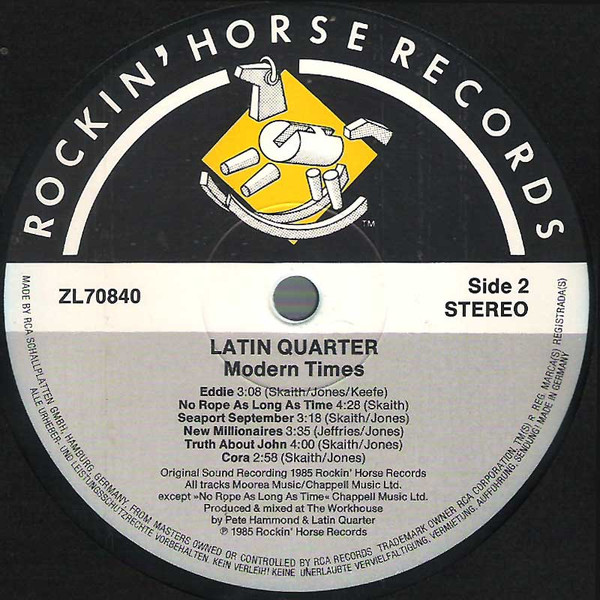 Latin Quarter - Modern Times | Rockin' Horse Records (ZL 70840) - 4