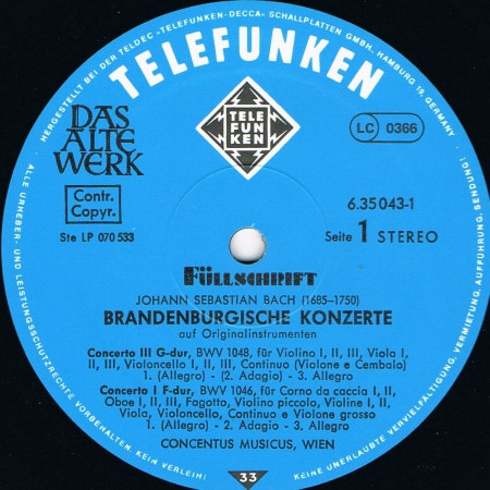 Johann Sebastian Bach , Concentus Musicus Wien , Nikolaus Harnoncourt - Brandenburgische Konzerte 1-6 | Telefunken (6.35043 DX) - 4