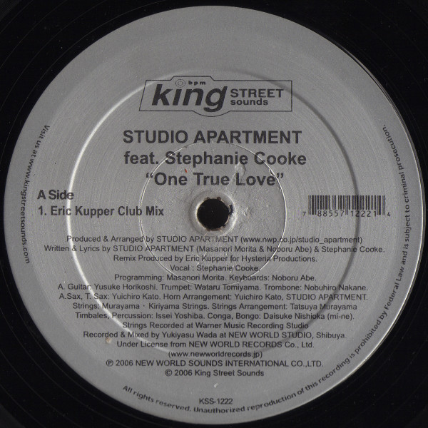 Studio Apartment Feat. Stephanie Cooke - One True Love (Remixed By Eric Kupper) | BPM King Street Sounds (KSS 1222) Studio Apartment Feat. Stephanie Cooke - One True Love (Remixed By Eric Kupper) | BPM King Street Sounds (KSS 1222)