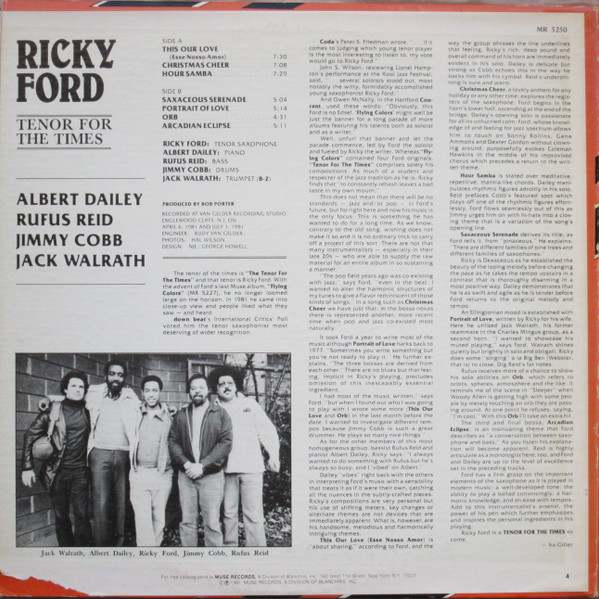 Ricky Ford - Tenor For The Times | Muse Records (MR 5250) - 2